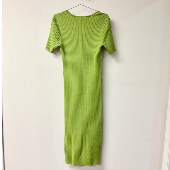 Rachel Parcell RP Short Sleeve Ribbed Knit Bodycon Midi Dress Green Women's M - Picture 3 of 5